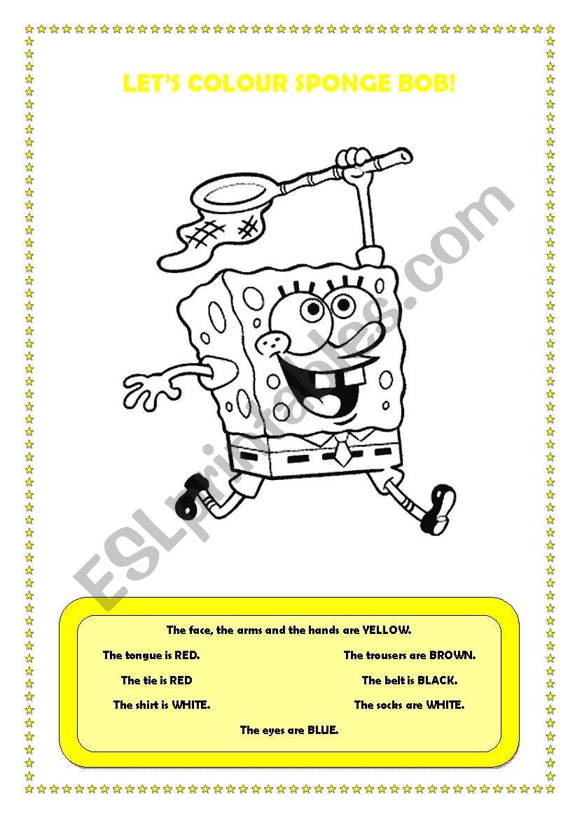 Lets colour sponge bob worksheet