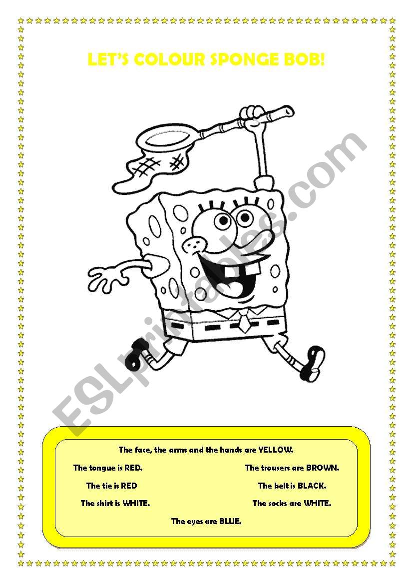 LetÂ´s colour sponge bob worksheet