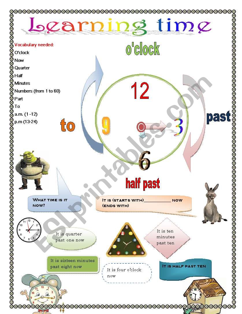 Learning how to tell time worksheet