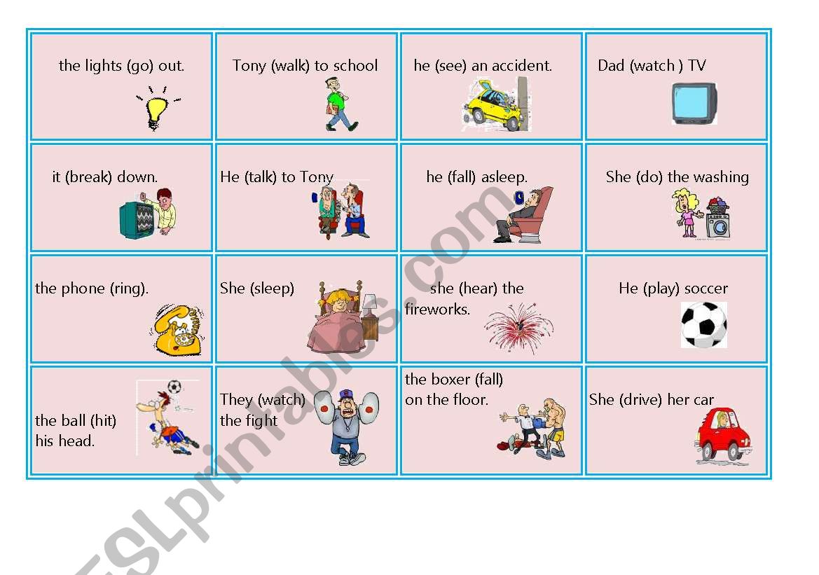 Past Continuous Domino Part  worksheet