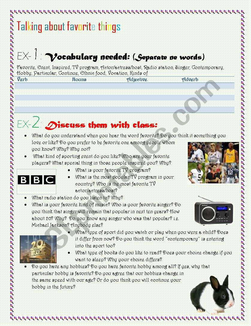 Worksheet for conversation club/lesson