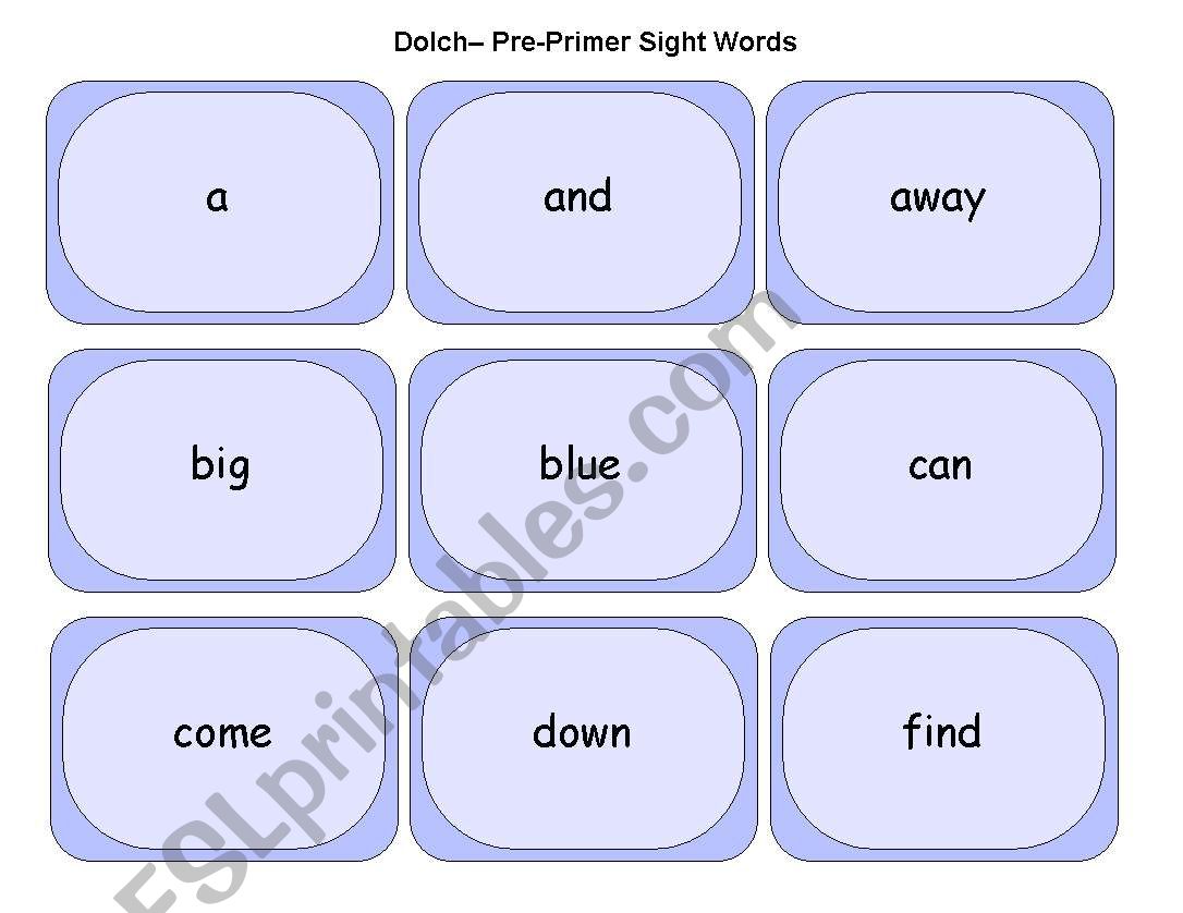 Dolch Pre-Primer and Primer Cards