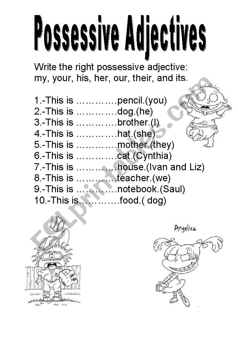 Possessive adjectives worksheet