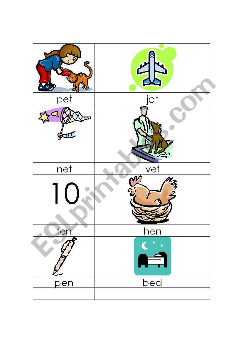 Short e words worksheet