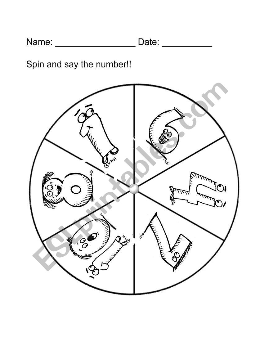 Spin the number worksheet