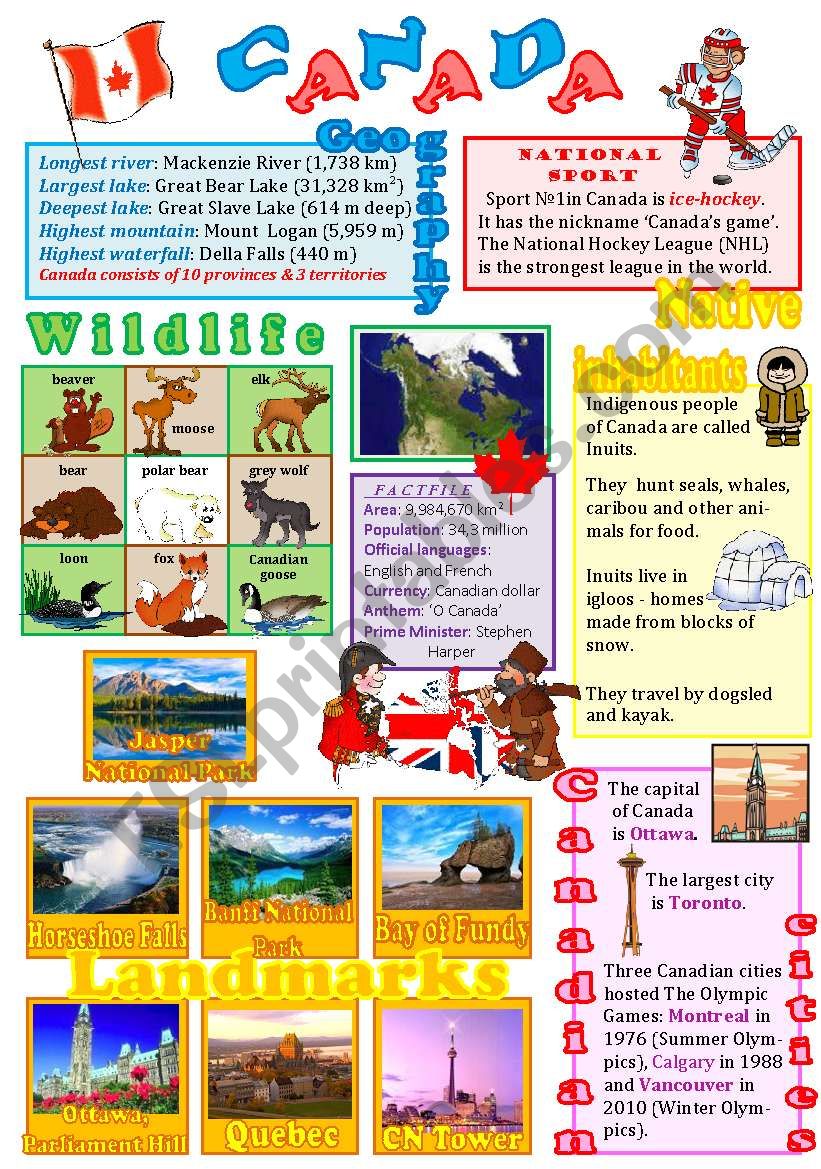 Canada wall poster worksheet