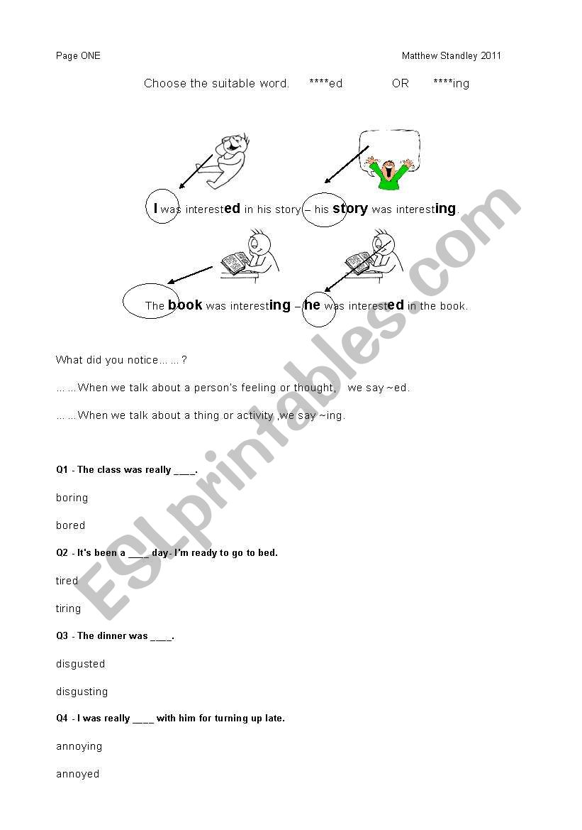 Interest(ED) or Interest(ING) worksheet