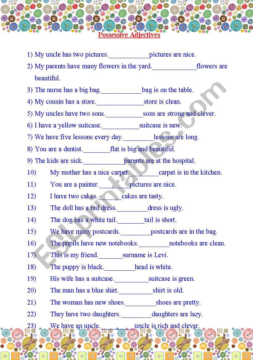 Possessive Adjectives worksheet