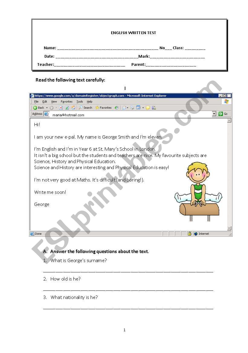 TEST - BEGINNERS worksheet