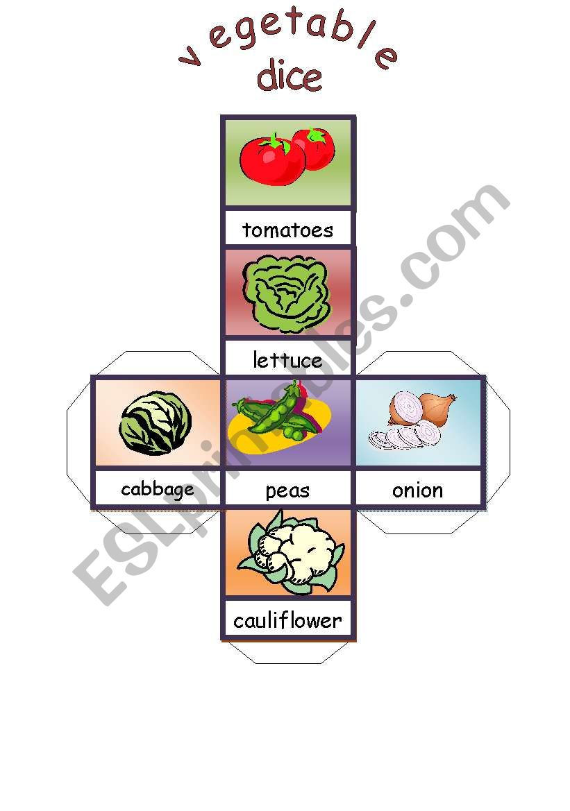 vegetable dice worksheet
