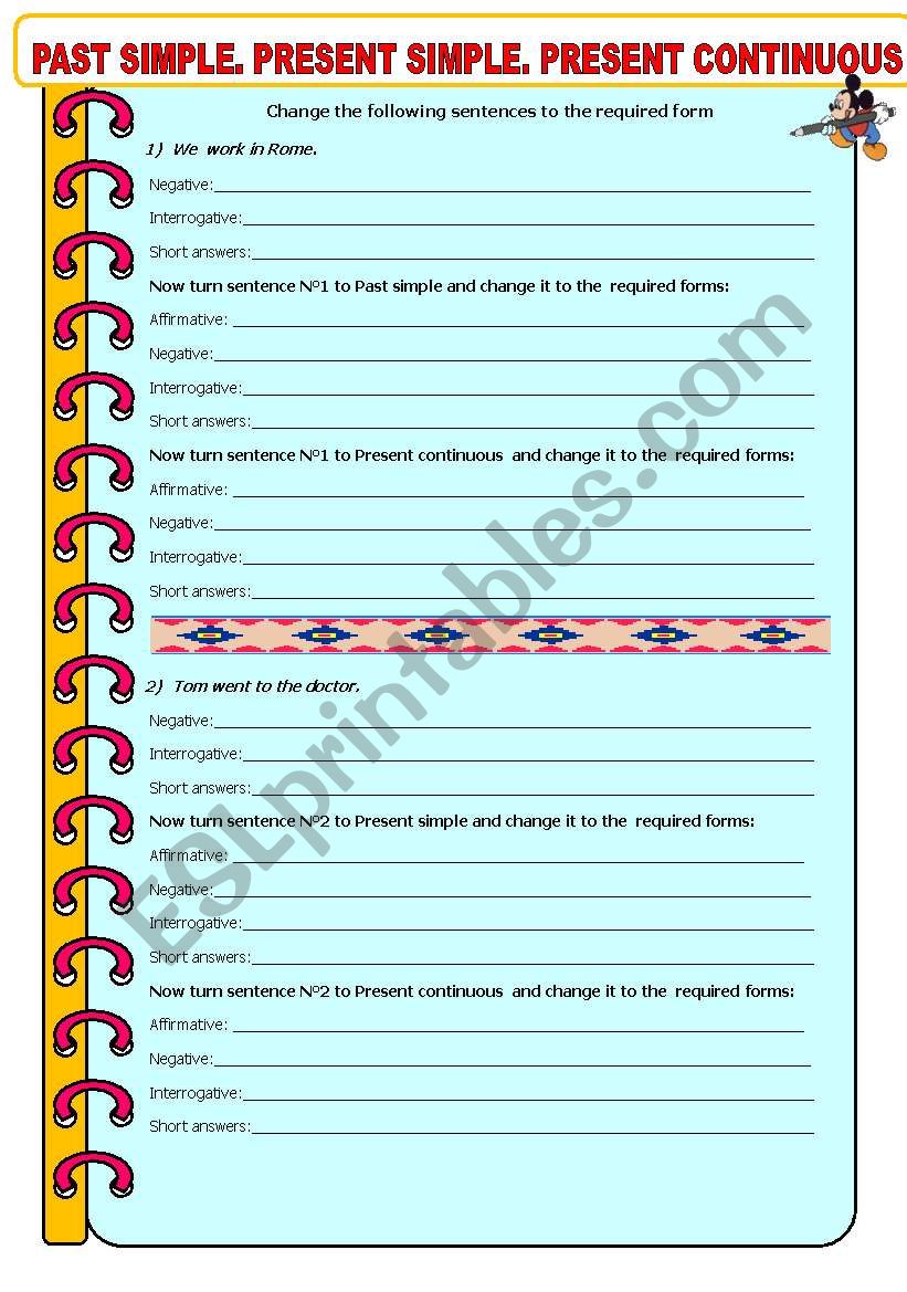 PAST SIMPLE, PRESENT SIMPLE, PRESENT CONTINUOUS  -  simple revision