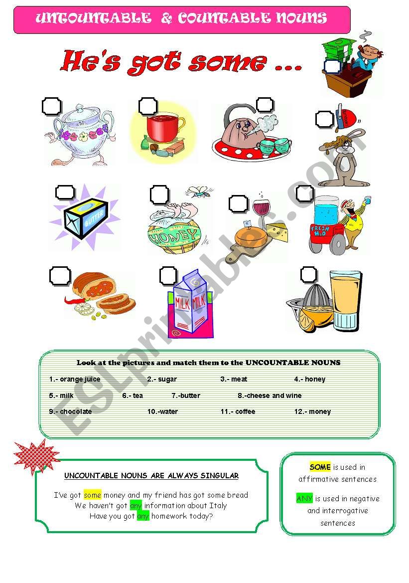 UNCOUNTABLE AND COUNTABLE NOUNS