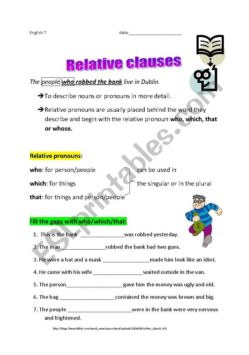 Introduction relative clauses and relative pronouns with exercise 