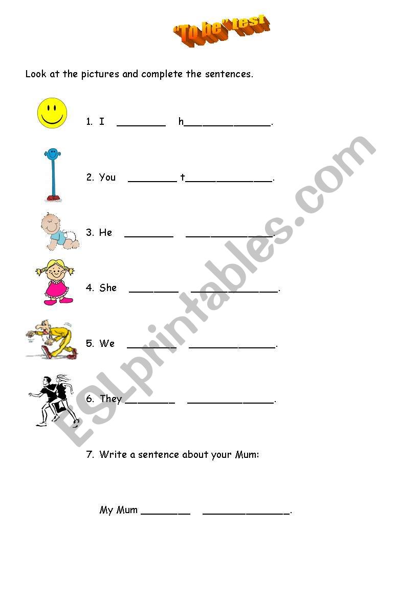 To be (and adjectives) test/exercise for young learners.