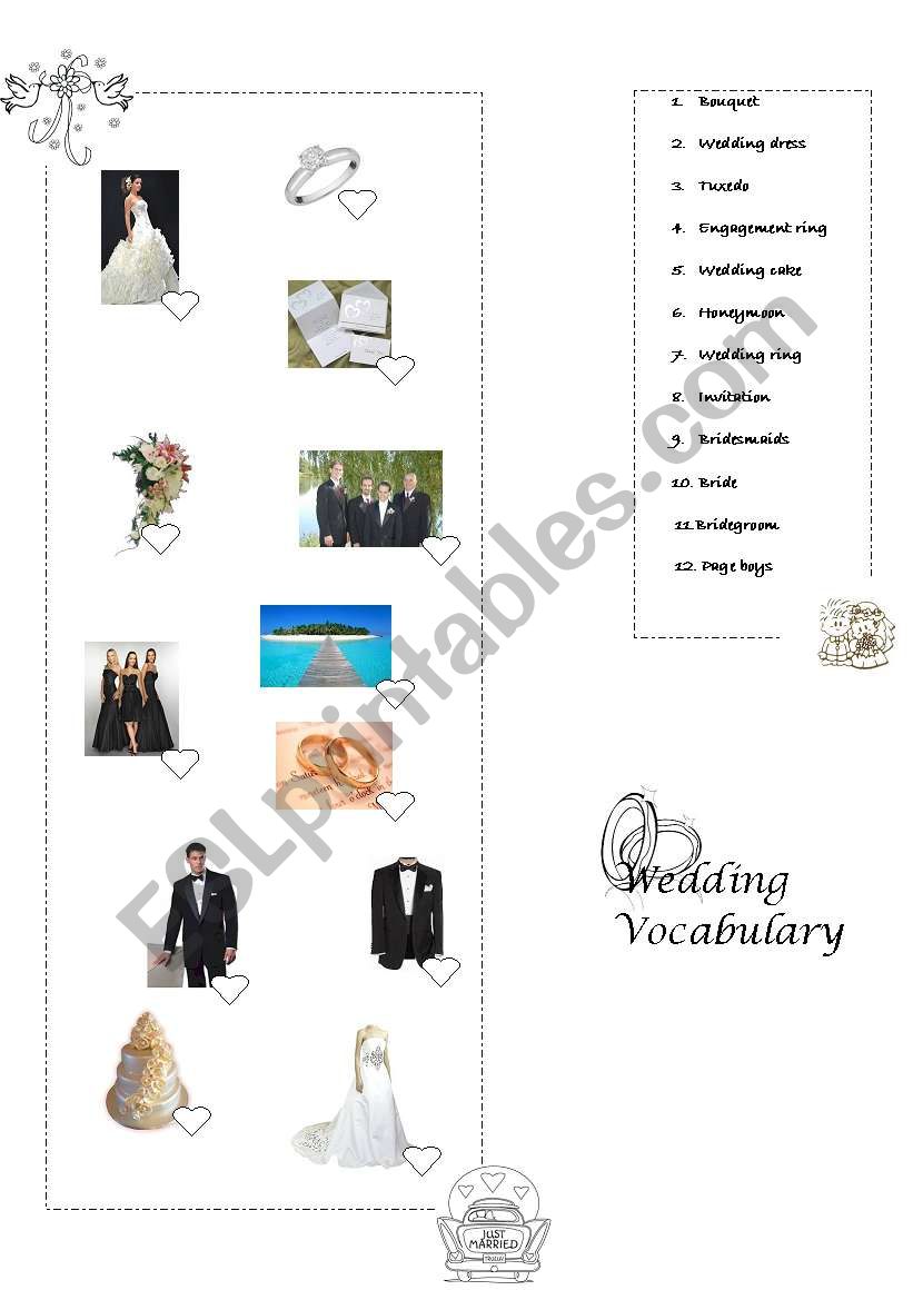 wedding vocabulary worksheet