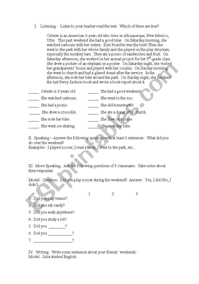 Simple Past Practice worksheet