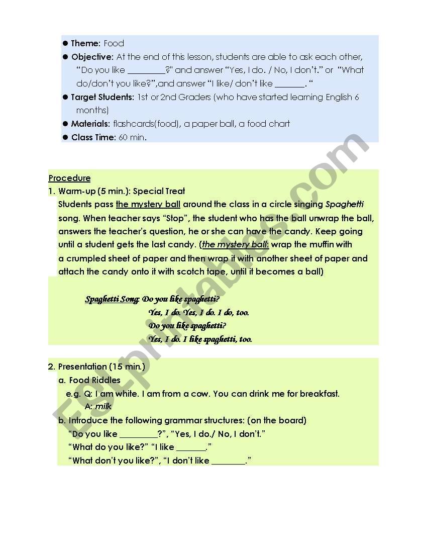 speaking lesson plan worksheet