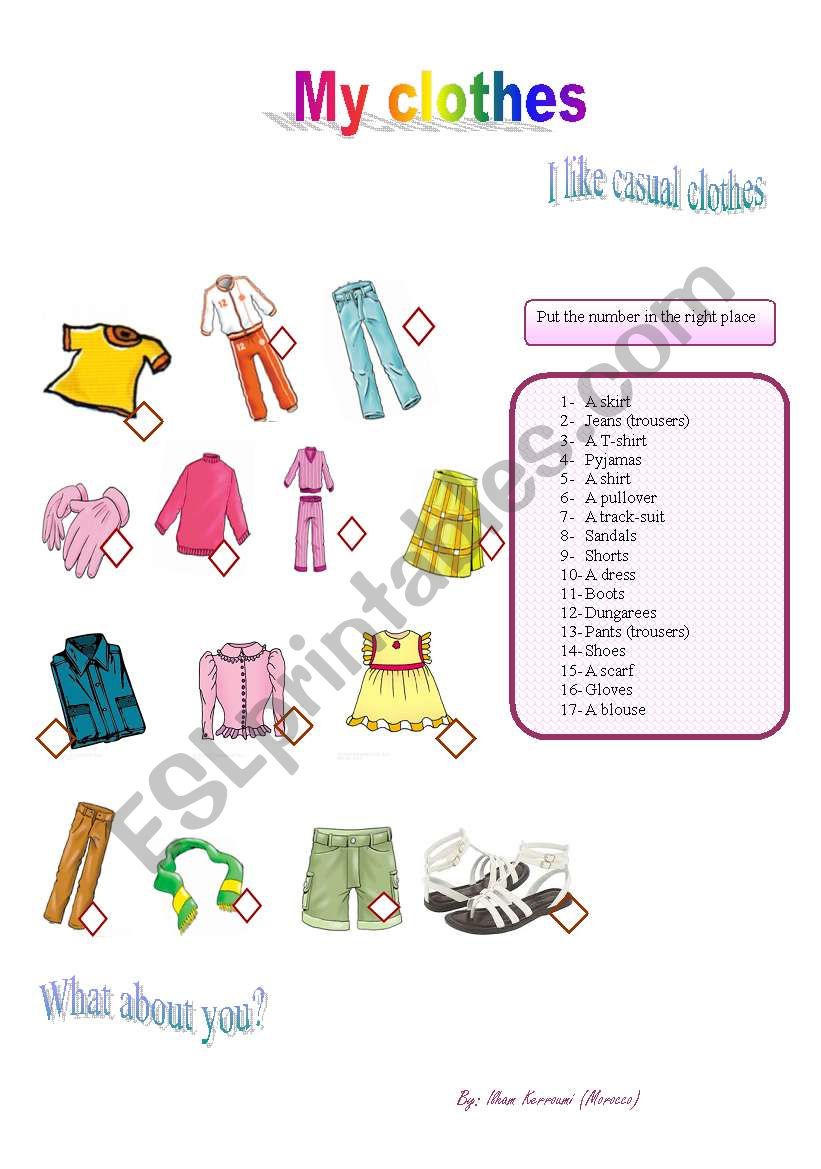 my clothes worksheet