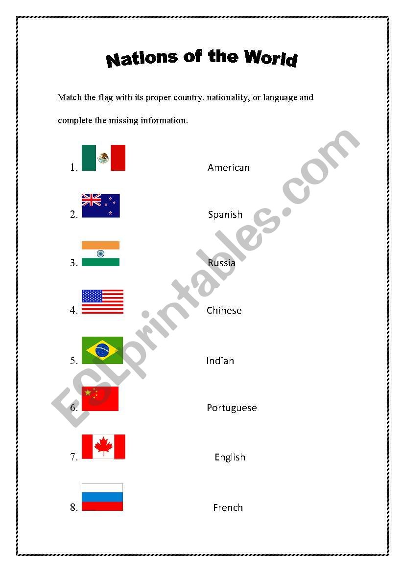 Nations of the World part 2 worksheet