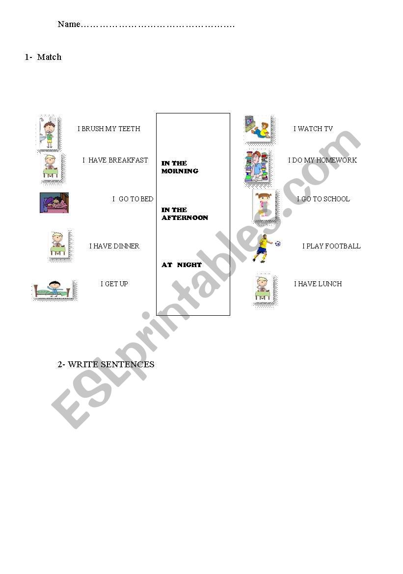 daily routines worksheet