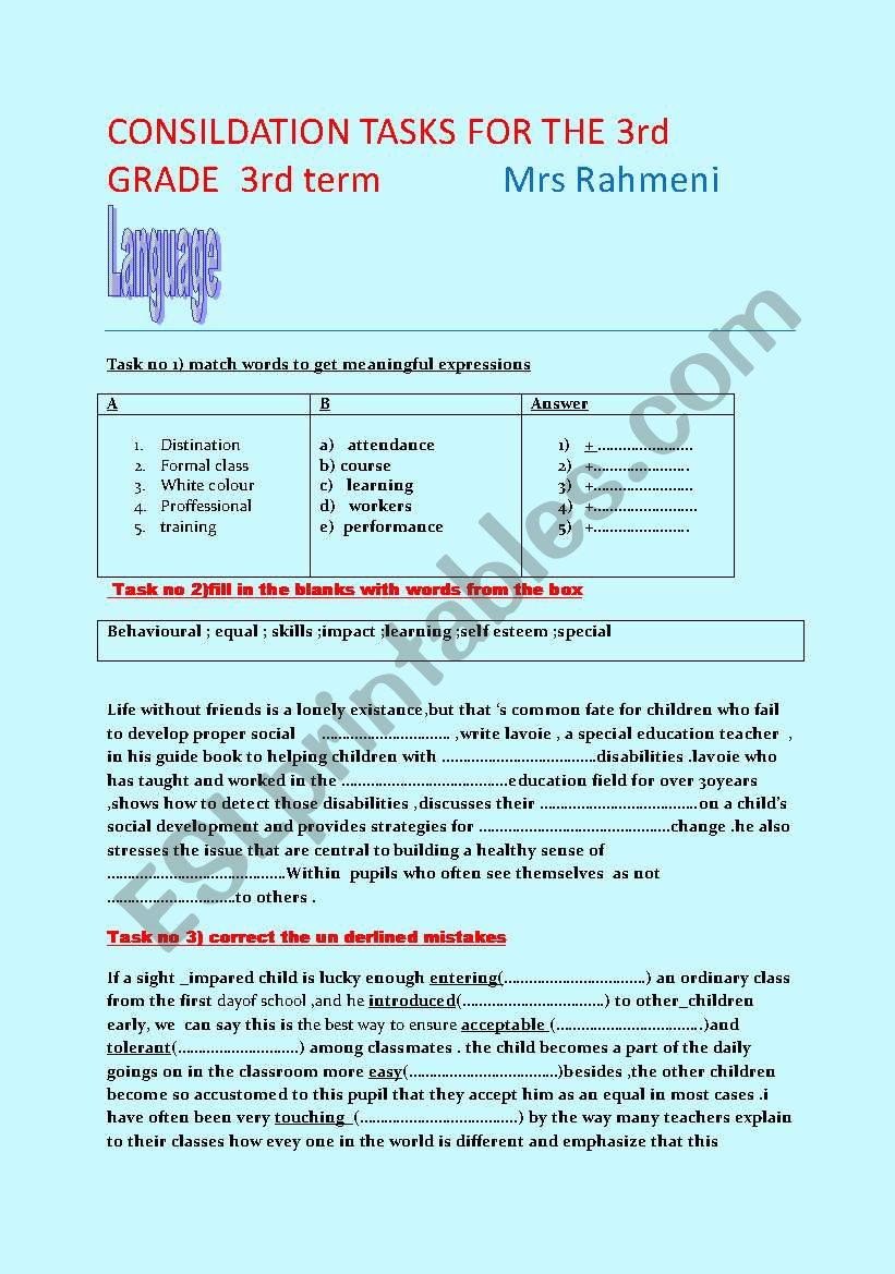 consolidation for the 3rd form