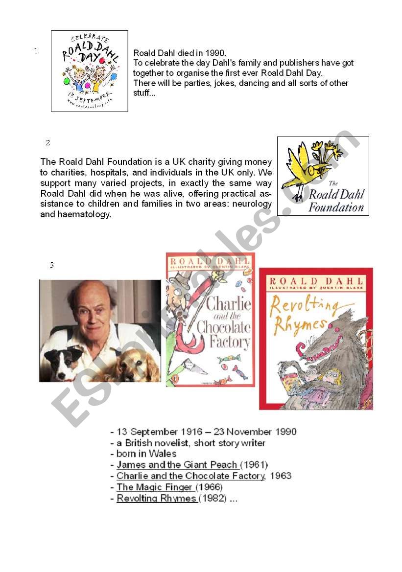 Discover Roald DAHL worksheet