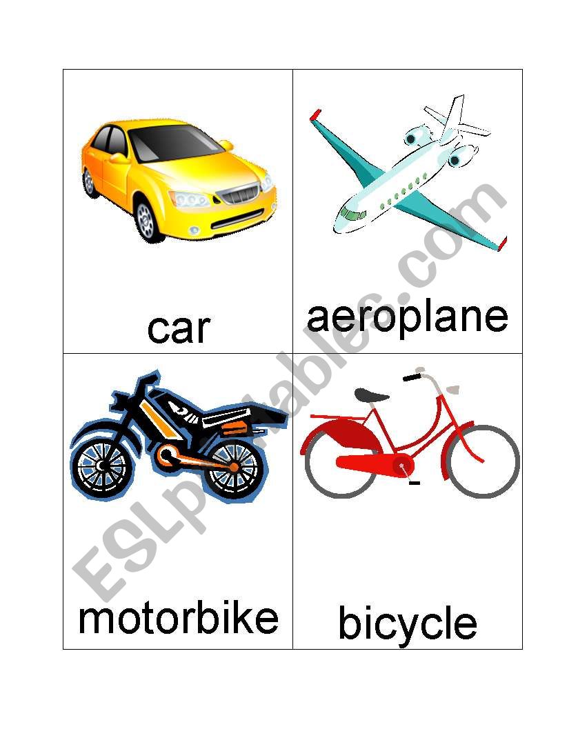 Transport Flash Cards worksheet