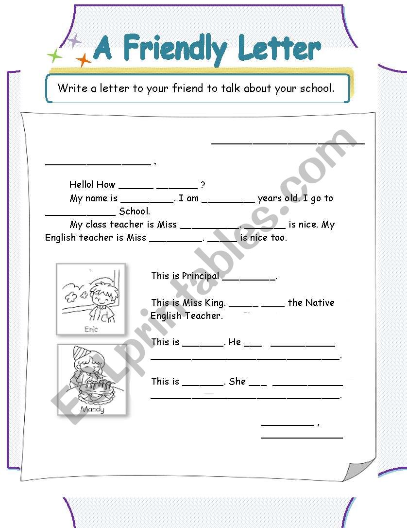 A friendly letter worksheet