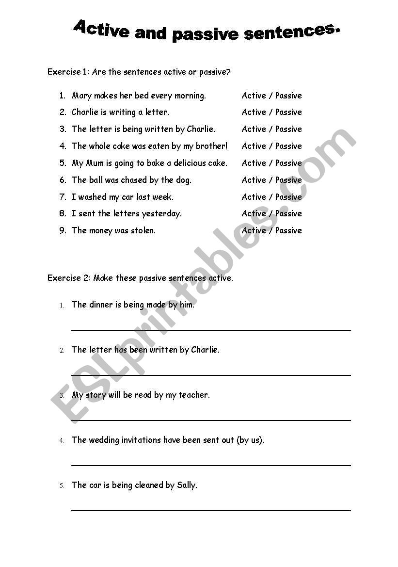 Active/Passive voice: exercises inc. answer key.