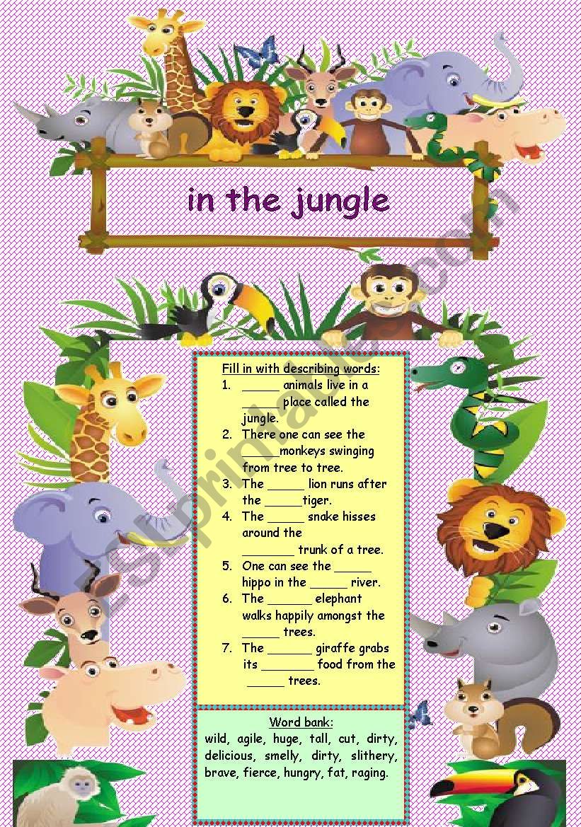 in the jungle worksheet