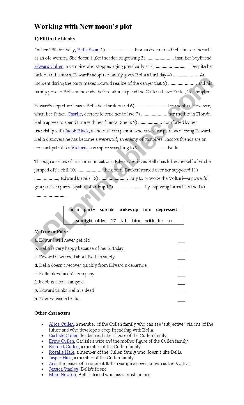 Video Lesson New Moon worksheet