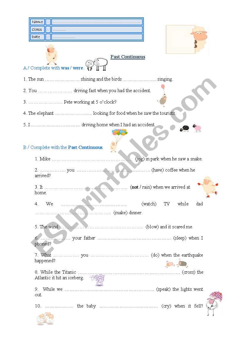 Past Continuous worksheet