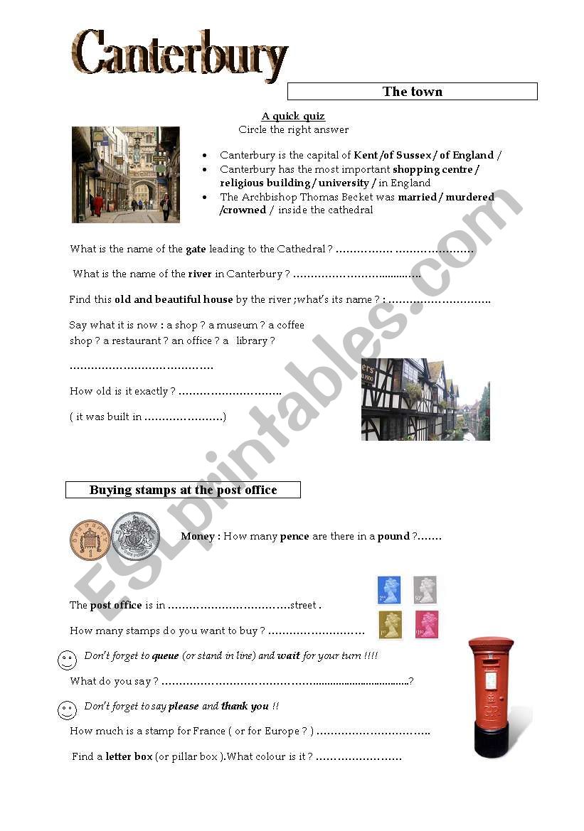 short visit to Canterbury worksheet