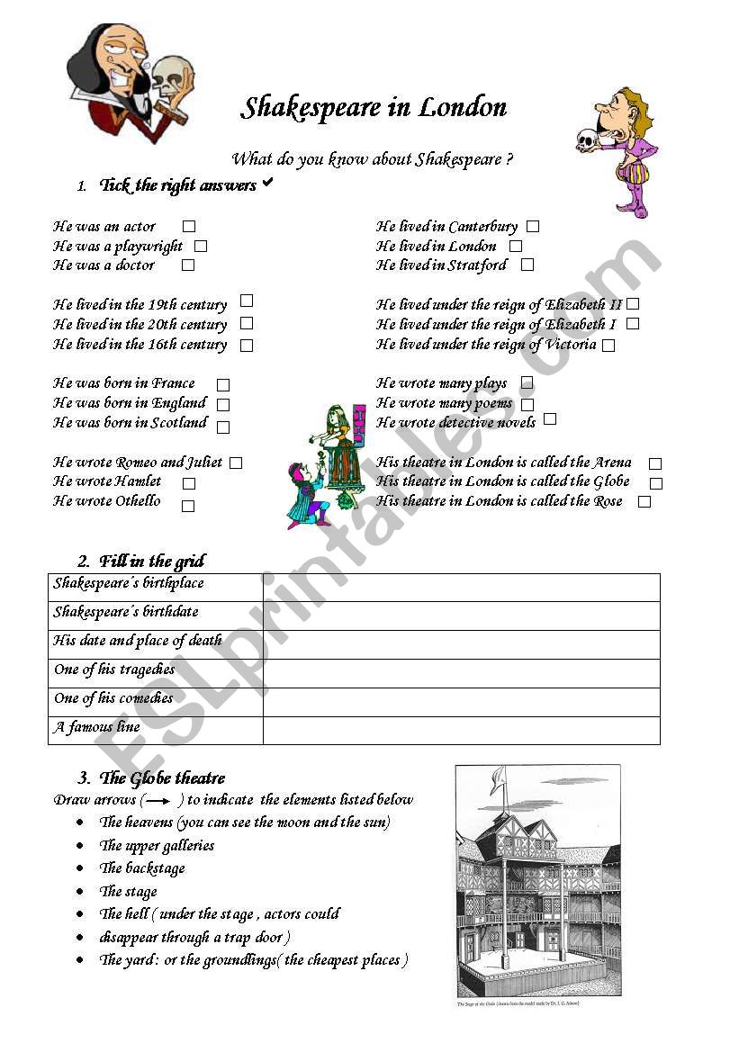 Shakespeare and the Globe worksheet