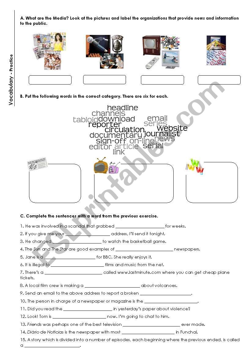 Media-Vocabulary Practice worksheet