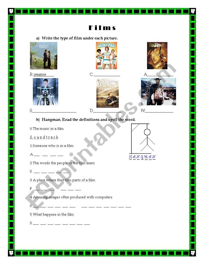 Films Vocabulary worksheet