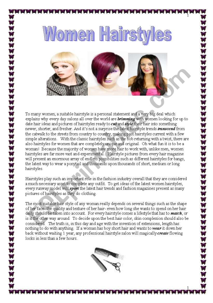 Women Hairstyles  worksheet