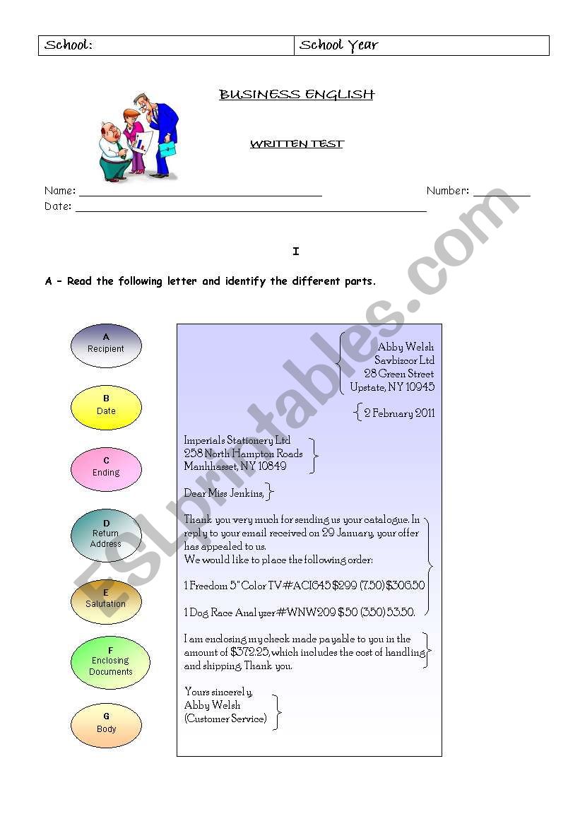 Test - Business English worksheet