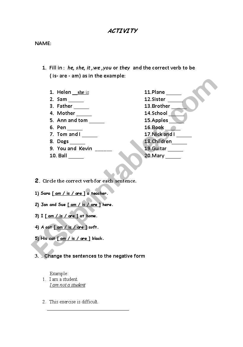 worksheet worksheet