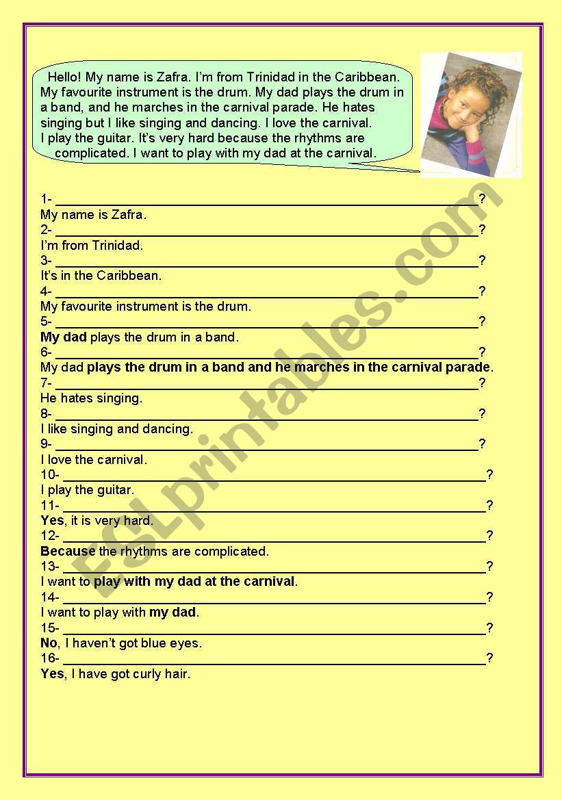 Practice on asking questions worksheet