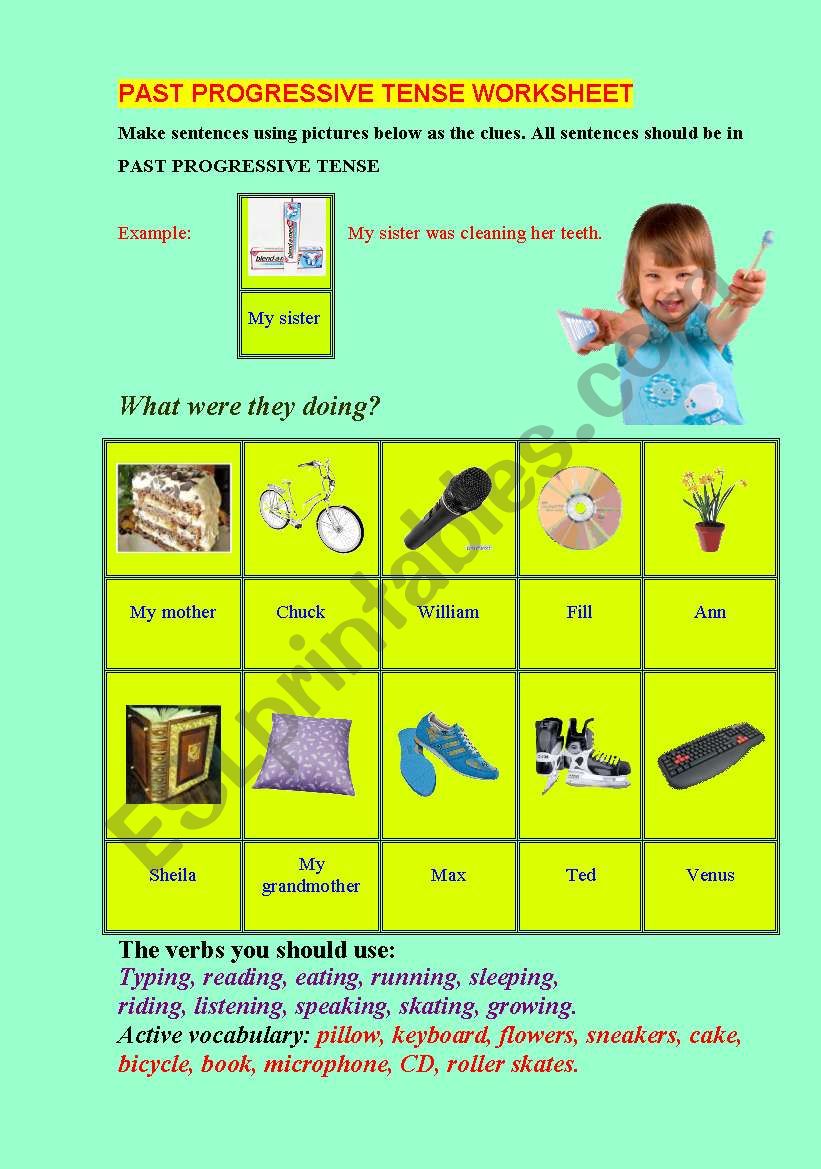 The Past Progressive Tense worksheet
