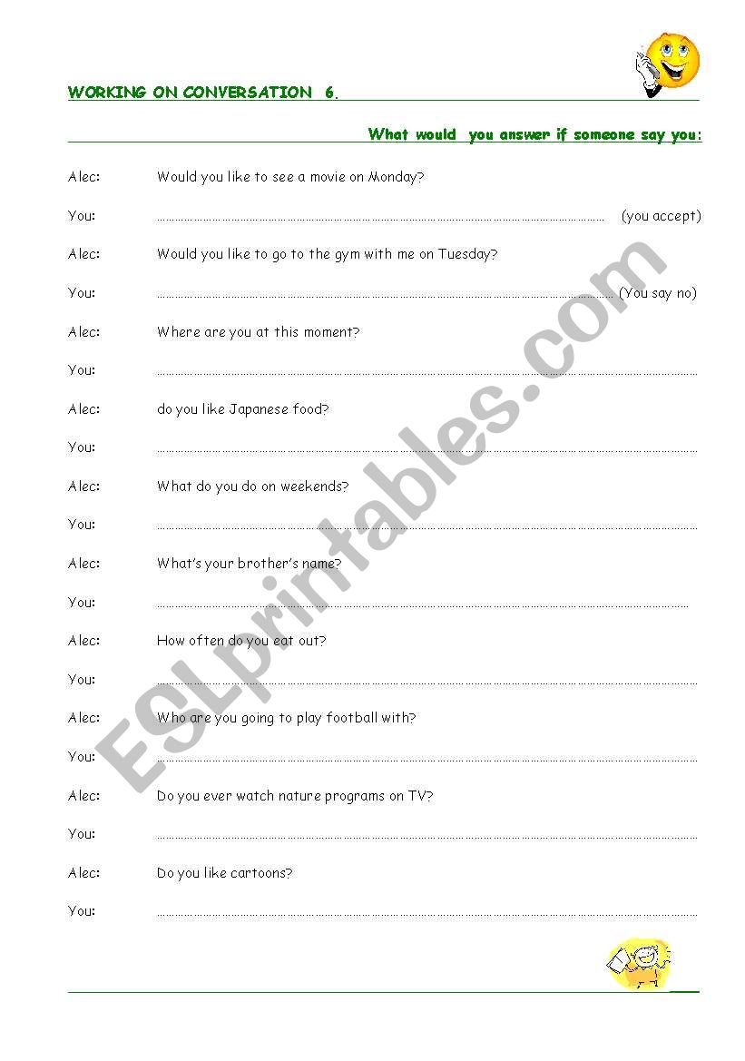 working with dialogues 6 worksheet