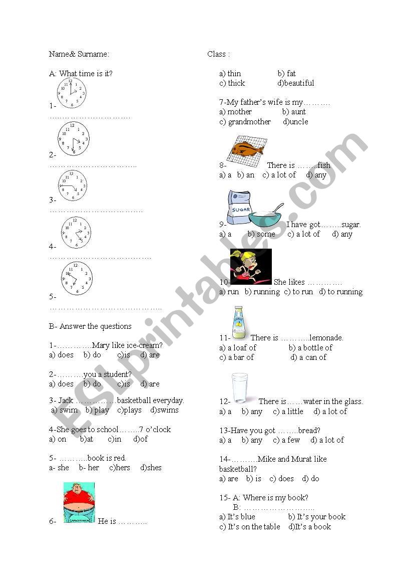 review test worksheet