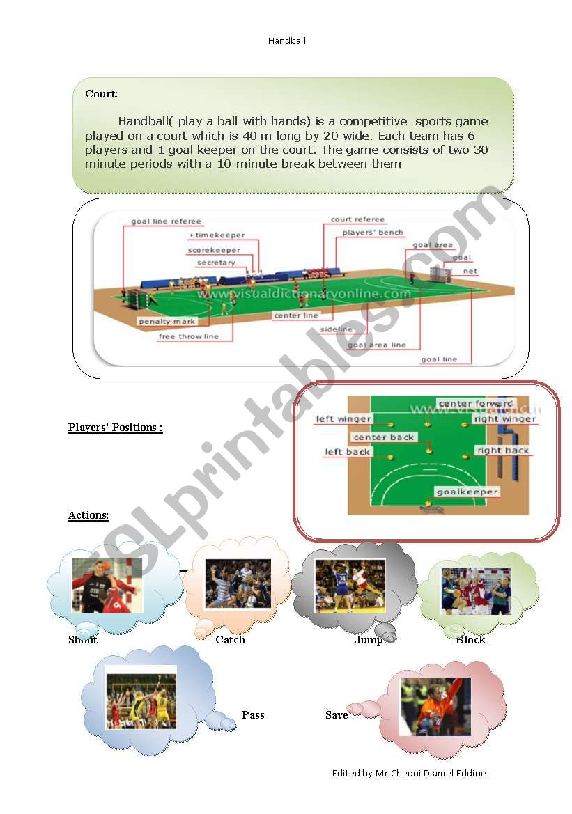 Handball worksheet