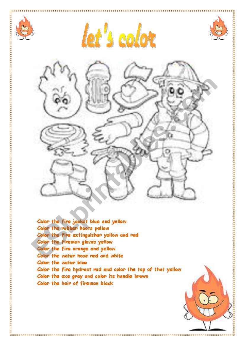 A fireman coloring worksheet