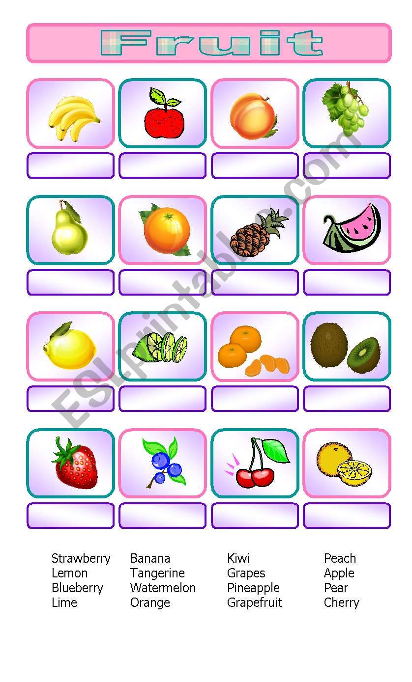 Fruit pictionary worksheet
