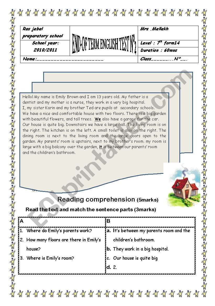 7th form end of second term worksheet