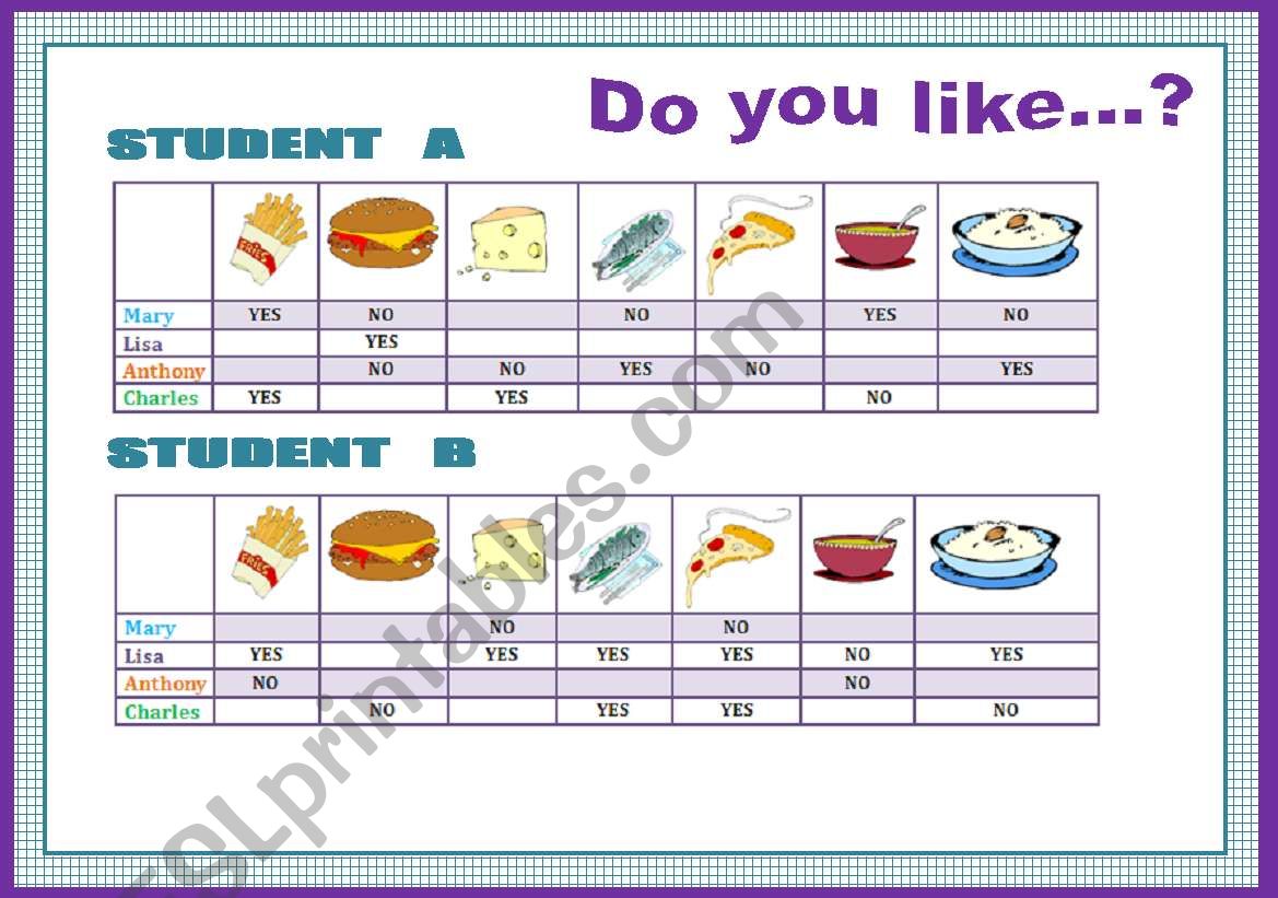 DO YOU LIKE...? worksheet