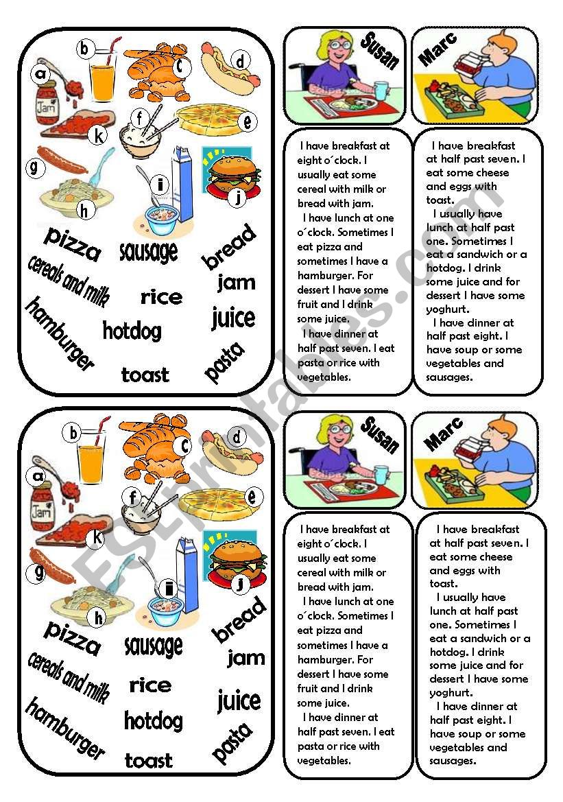 Food skills activity worksheet