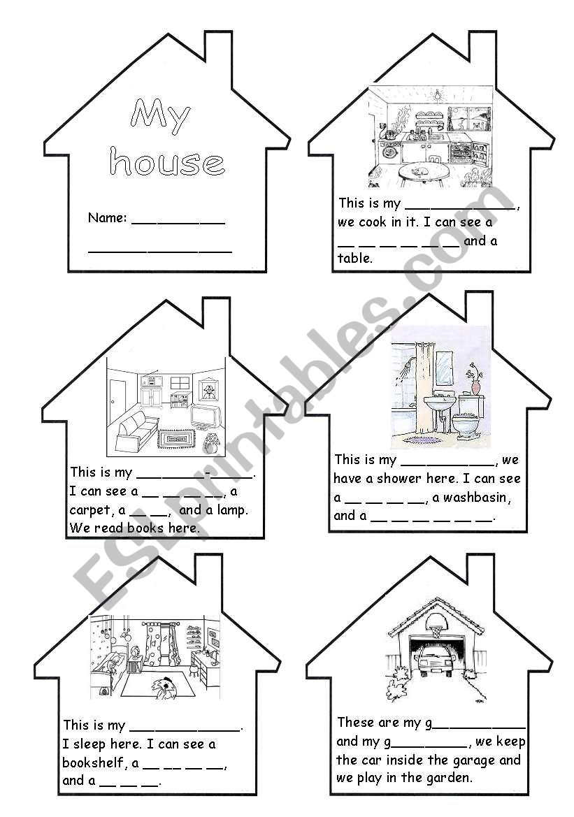 ROOMS IN THE HOUSE MINI-BOOK worksheet